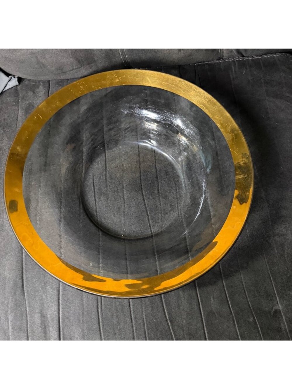 Vintage 1963 Annieglass Handcrafted Glass Wok With Gold Rim - Signed Limited Edi
